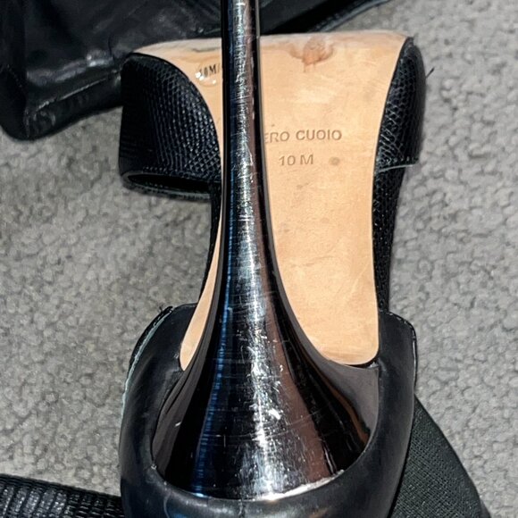 BCBGMAXAZRIA RUNWAY CONCORDE STAMPEDE OVER THE KNEE BLACK LEATHER BOOTS  HTF 10M - Picture 11 of 16